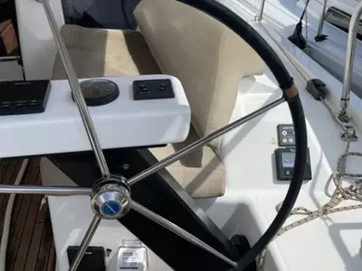 Cockpit of Maestro, a Dufour 390 GL sailboat at Municipal Unit of Apollonioi, Greece