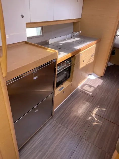 Galley of Maestro, a Dufour 390 GL sailboat at Municipal Unit of Apollonioi, Greece