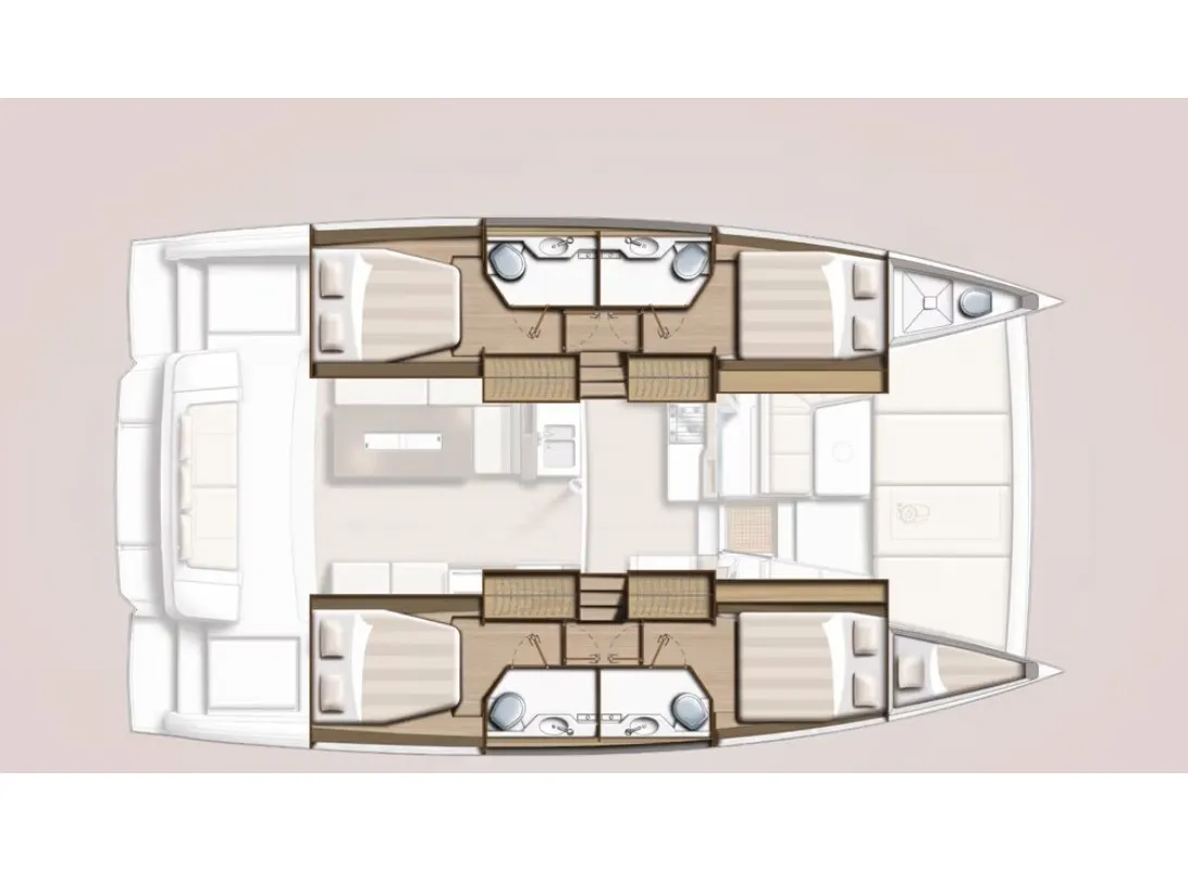 Floor plan of Emilia, a Bali 4.2 catamaran at Municipal Unit of Lefkada, Greece