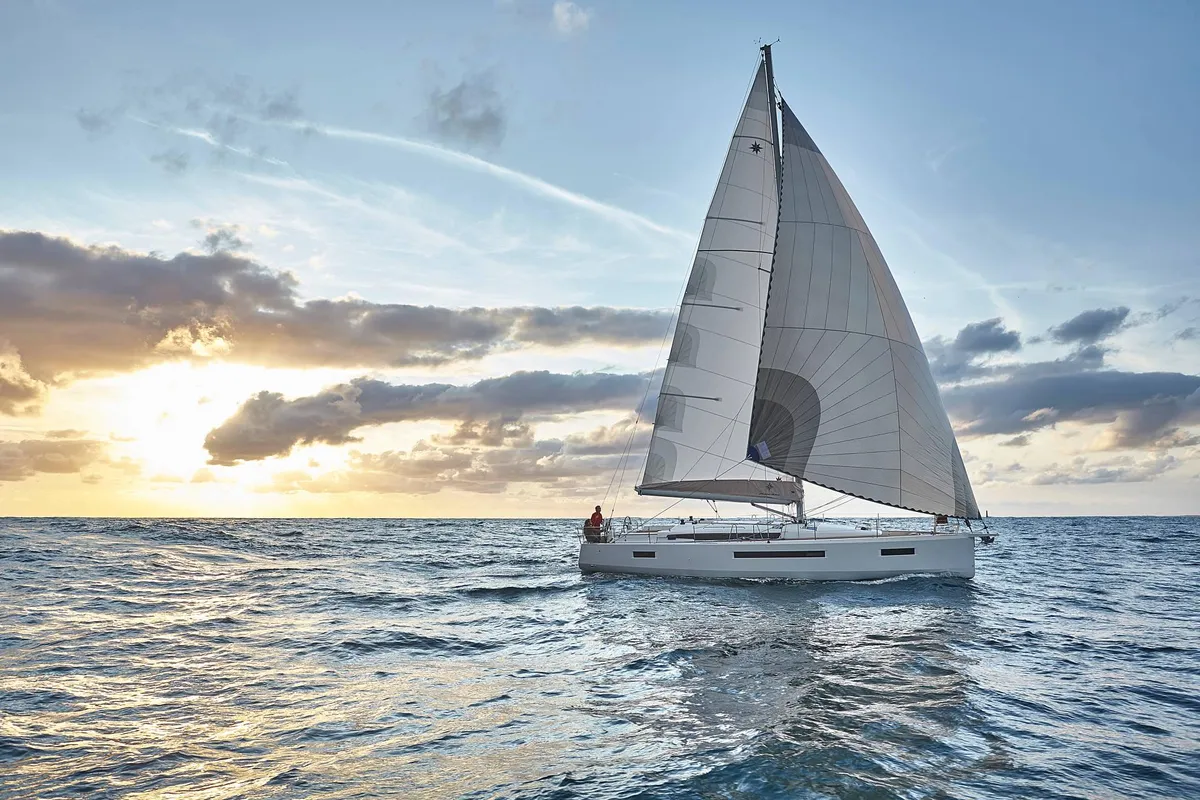 Exterior view of Alboran Vino Blanco, a Jeanneau Sun Odyssey 490 sailboat at es Jonquet, Spain
