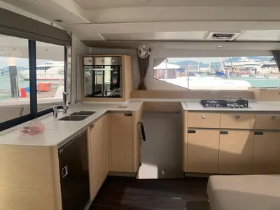 Galley of Shavasan, a Fountaine Pajot Elba 45 catamaran at Mai Khao, Thailand