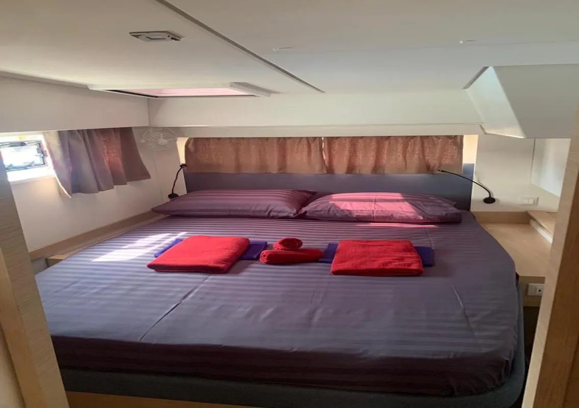 Cabin on Shavasan, a Fountaine Pajot Elba 45 catamaran at Mai Khao, Thailand