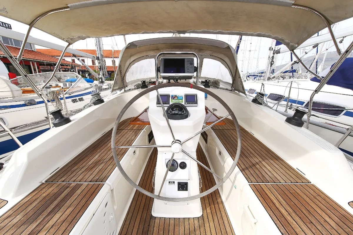 Cockpit of Wilma, a Bavaria Cruiser 36 sailboat at Grad Pula, Croatia