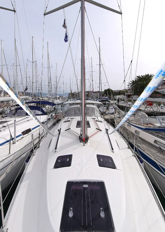 Deck of Wilma, a Bavaria Cruiser 36 sailboat at Grad Pula, Croatia