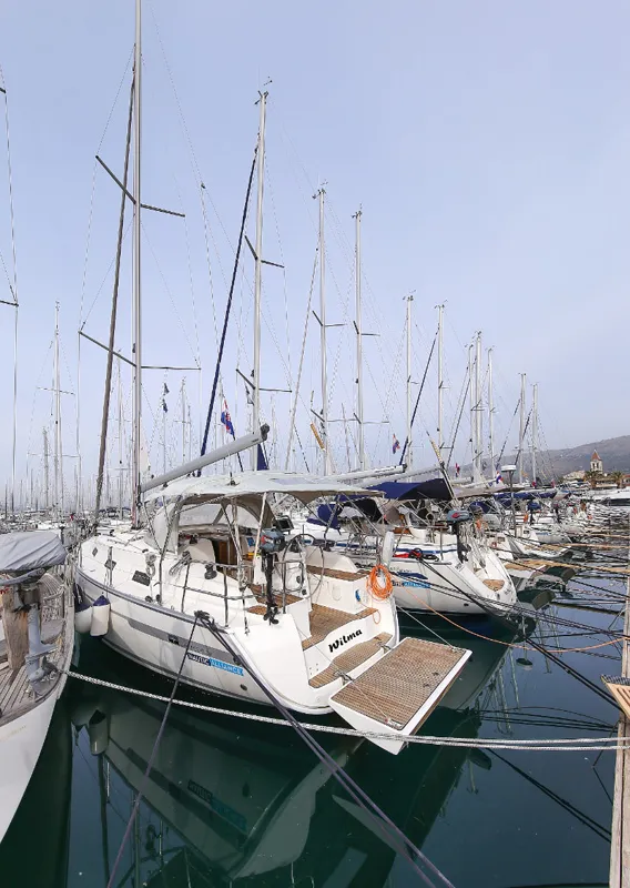 Exterior view of Wilma, a Bavaria Cruiser 36 sailboat at Grad Pula, Croatia