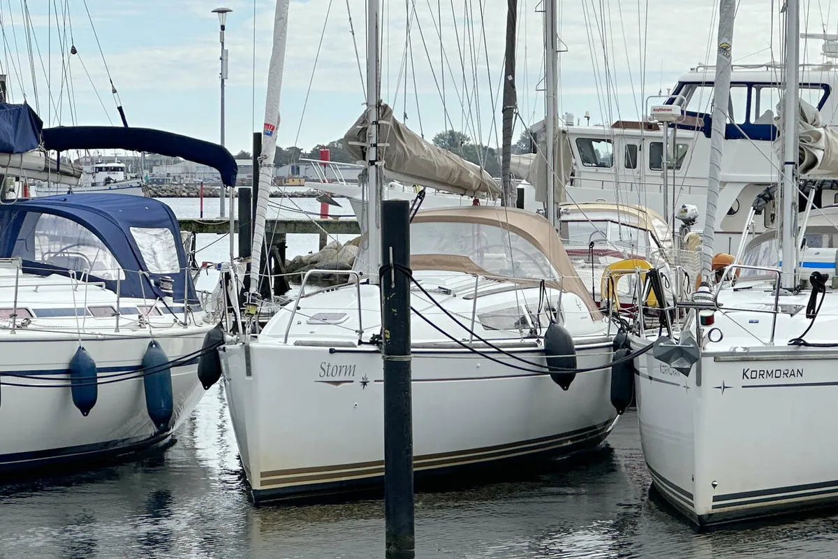 Exterior view of Storm, a Jeanneau Sun Odyssey 30i sailboat at Heiligenhafen, Germany