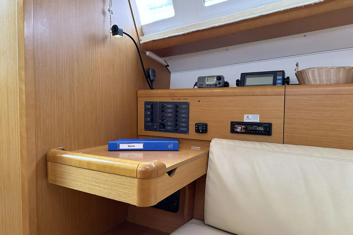 Salon of Storm, a Jeanneau Sun Odyssey 30i sailboat at Heiligenhafen, Germany