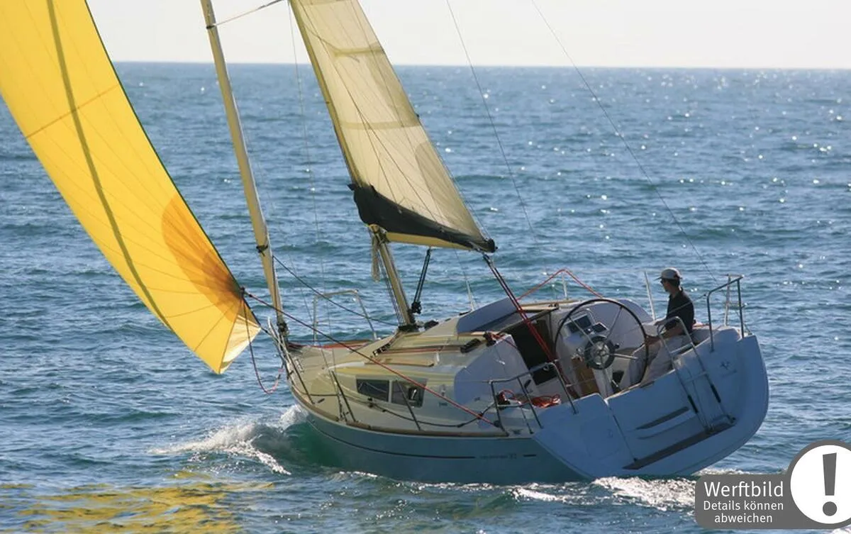 Exterior view of Storm, a Jeanneau Sun Odyssey 30i sailboat at Heiligenhafen, Germany