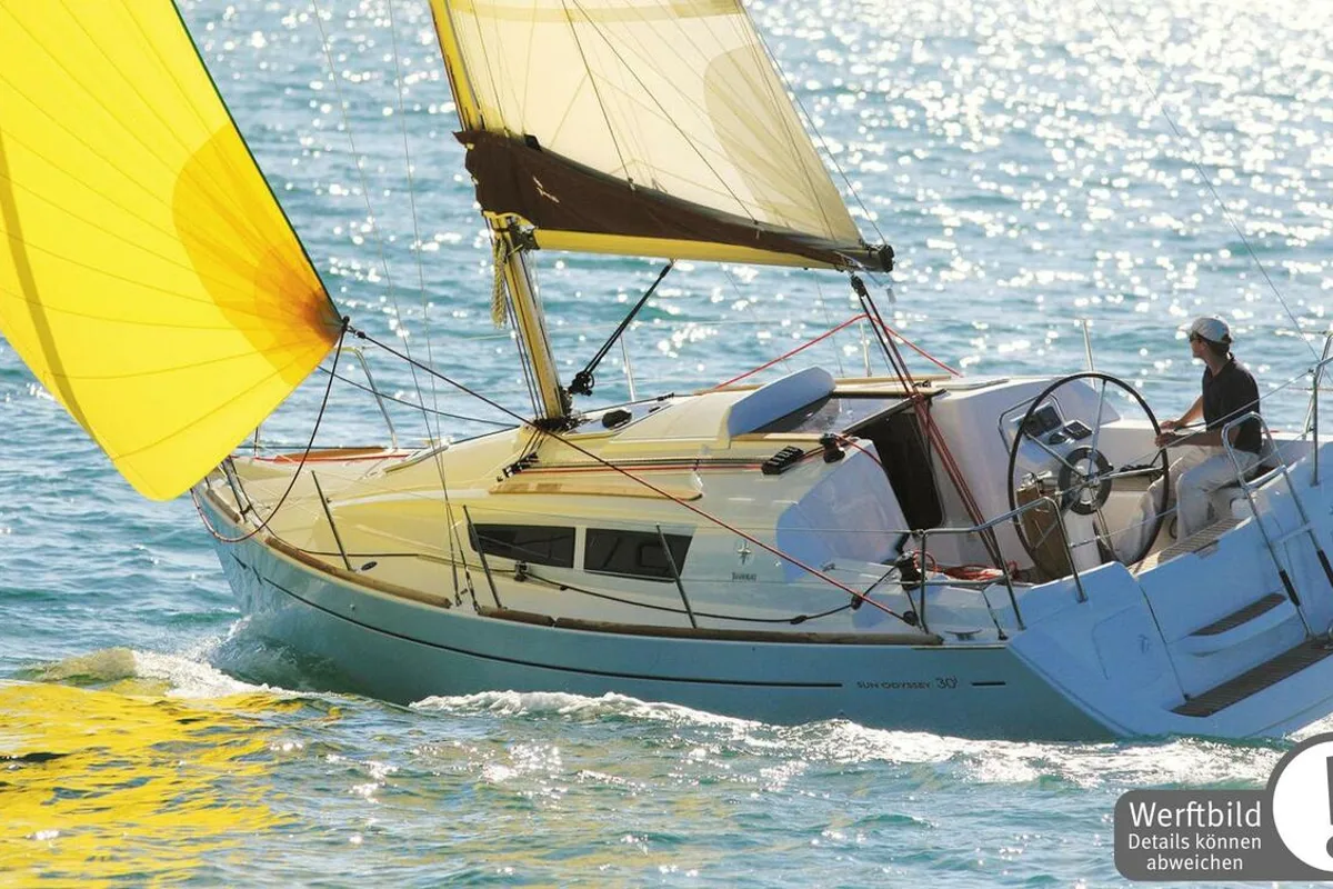 Exterior view of Storm, a Jeanneau Sun Odyssey 30i sailboat at Heiligenhafen, Germany