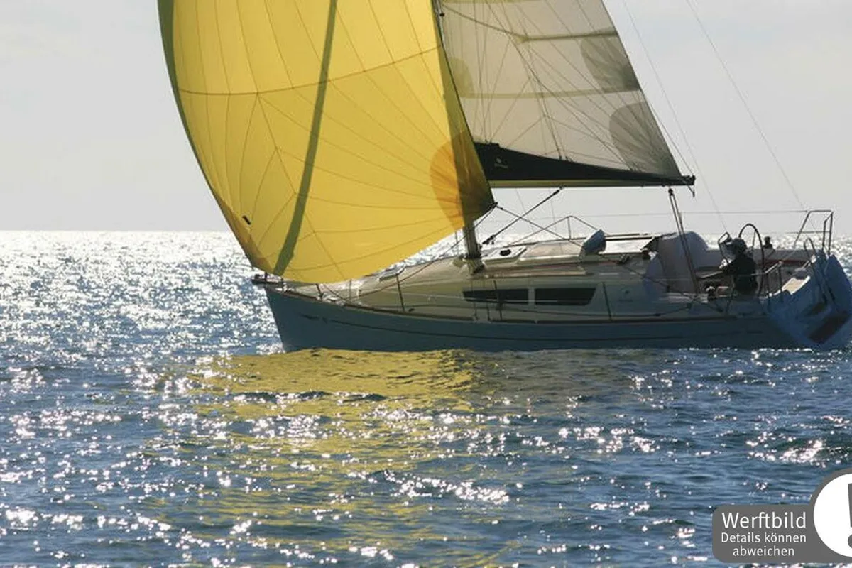 Exterior view of Storm, a Jeanneau Sun Odyssey 30i sailboat at Heiligenhafen, Germany