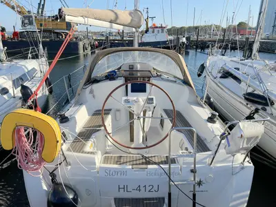 Cockpit of Storm, a Jeanneau Sun Odyssey 30i sailboat at Heiligenhafen, Germany