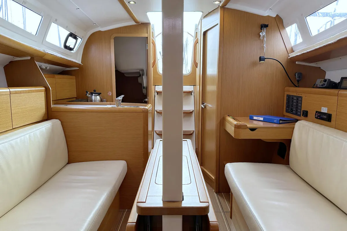 Salon of Storm, a Jeanneau Sun Odyssey 30i sailboat at Heiligenhafen, Germany