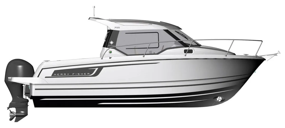 Duga, a Jeanneau Merry Fisher 795 motorboat at Punat, Croatia