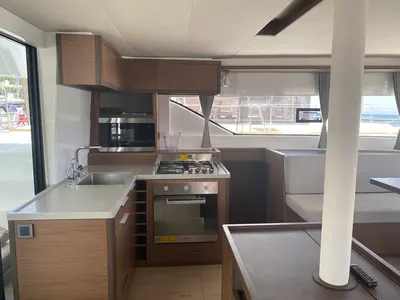 Galley of Croda Rossa, a Lagoon 50 catamaran at Olbia, Italy