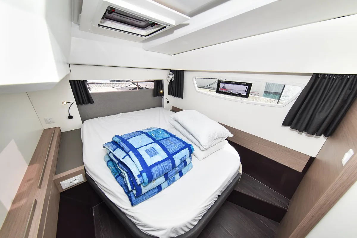 Cabin on Le Bart, a Fountaine Pajot Astrea 42 catamaran at Zadar, Croatia