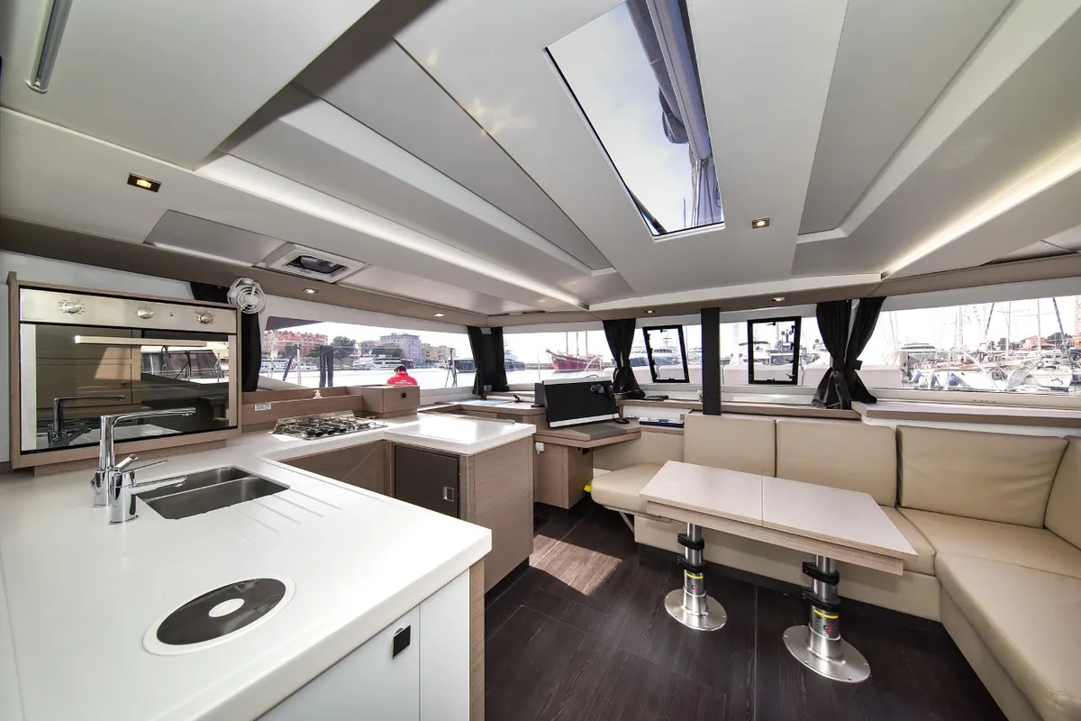 Galley of Le Bart, a Fountaine Pajot Astrea 42 catamaran at Zadar, Croatia