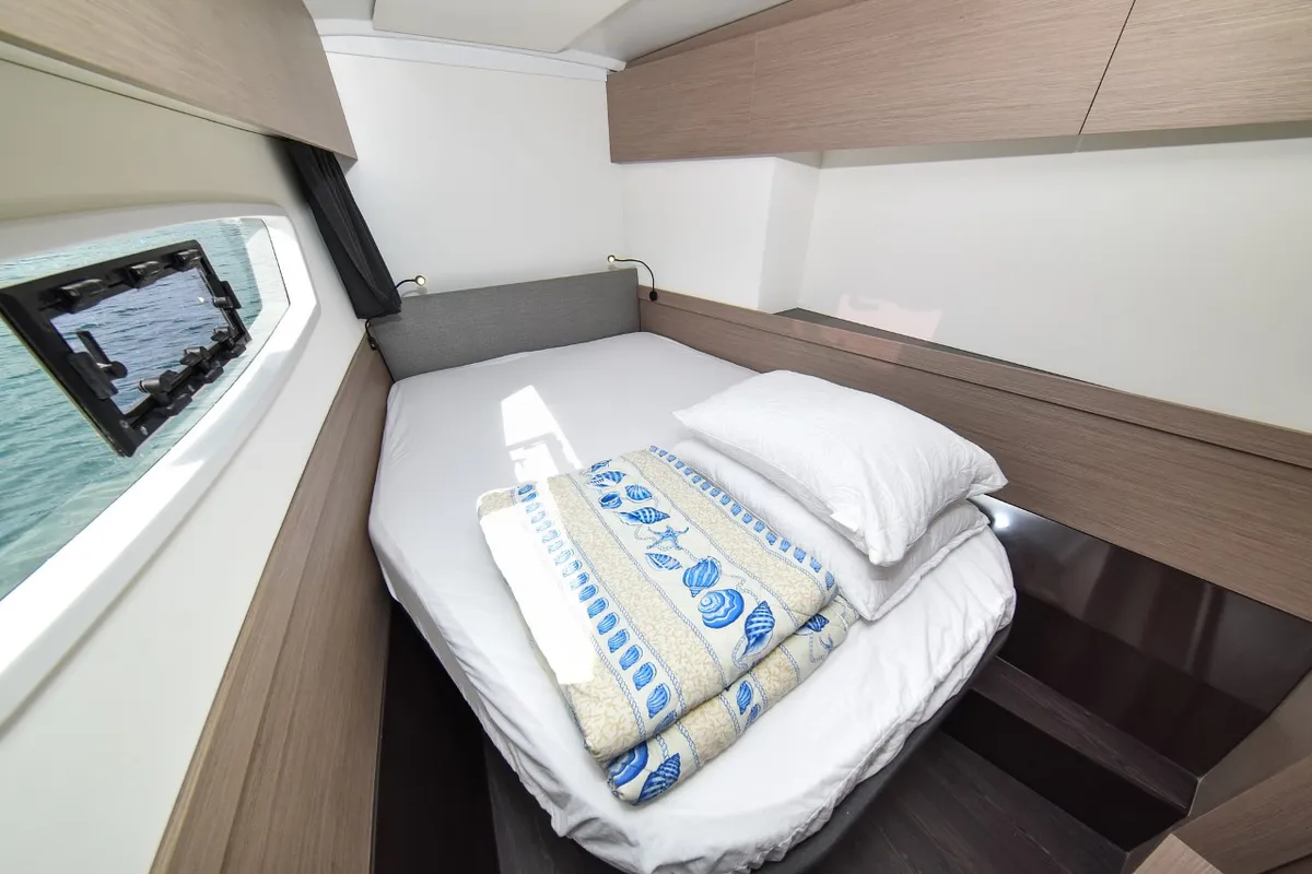 Cabin on Le Bart, a Fountaine Pajot Astrea 42 catamaran at Zadar, Croatia