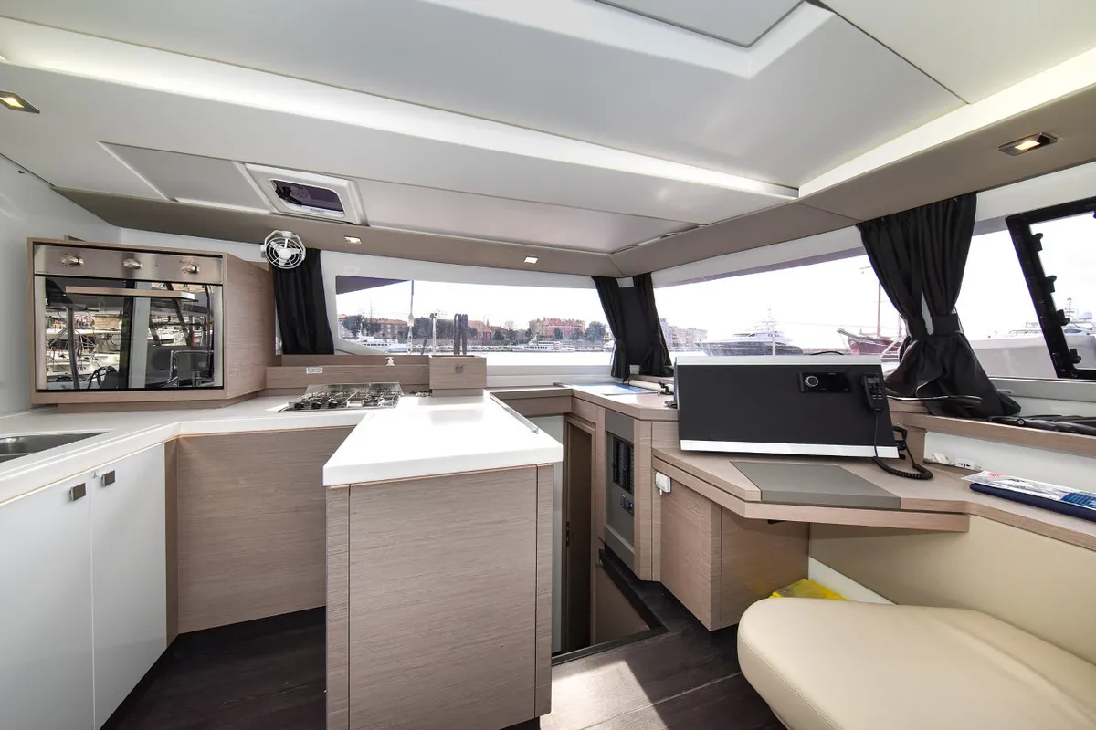 Galley of Le Bart, a Fountaine Pajot Astrea 42 catamaran at Zadar, Croatia
