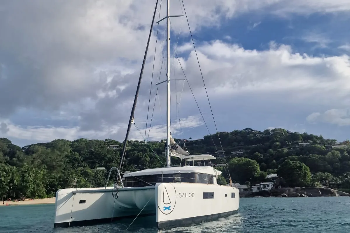 Exterior view of Takamaka, a Lagoon 52 catamaran at Alameda, United States