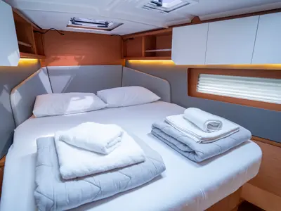 Cabin on First Song, a Dufour 41 sailboat at Skradin, Croatia