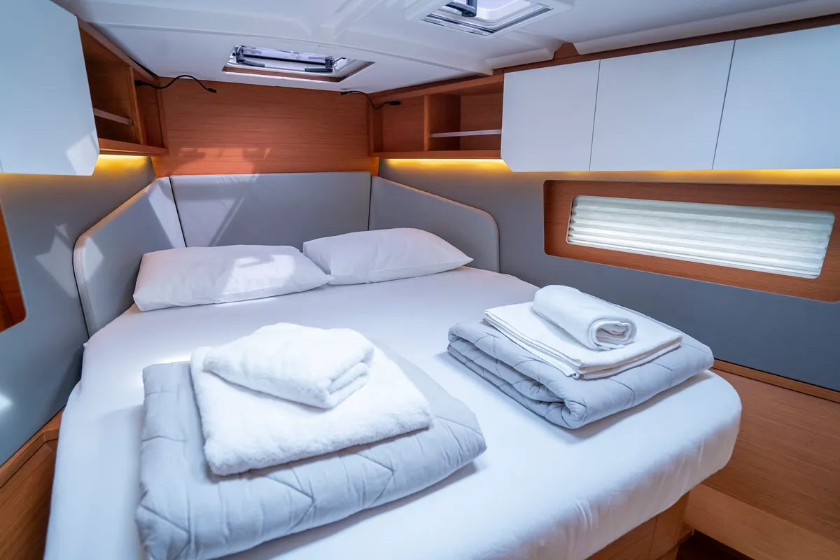 Cabin on First Song, a Dufour 41 sailboat at Skradin, Croatia