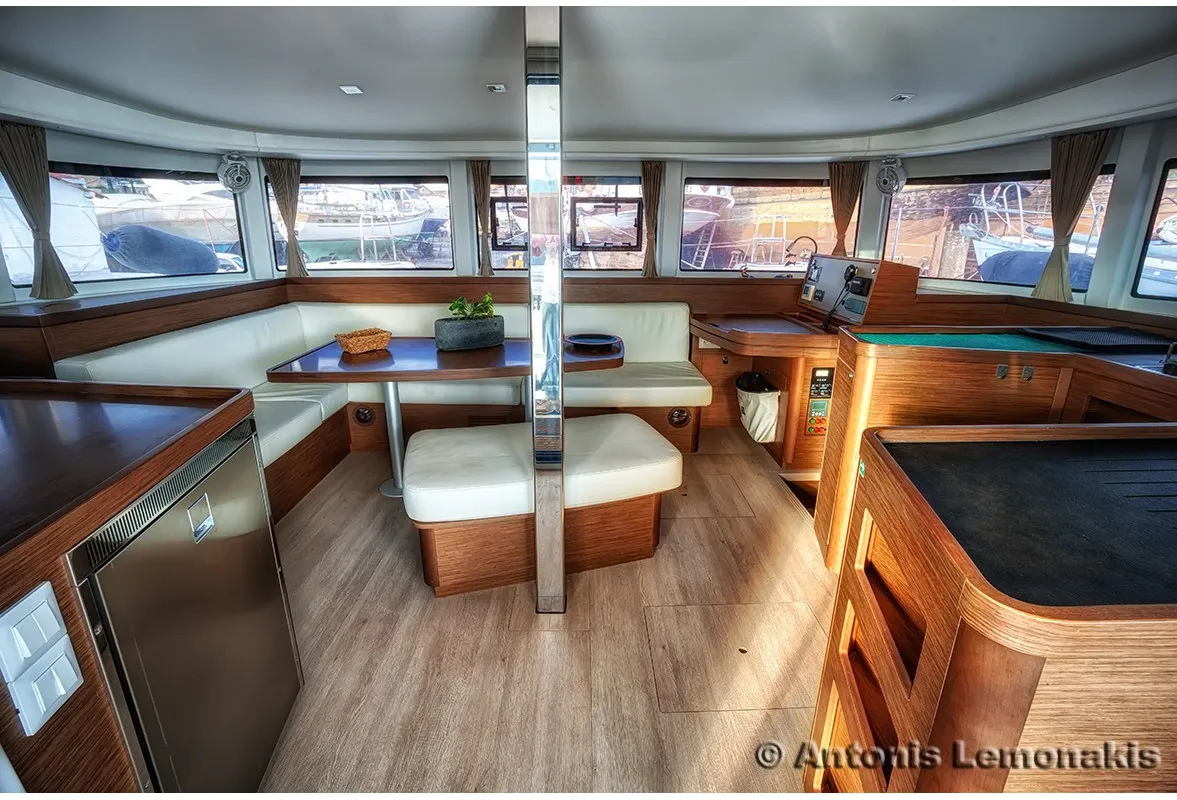 Salon of Winny (skippered only), a Lagoon 42 catamaran at Finikas, Greece