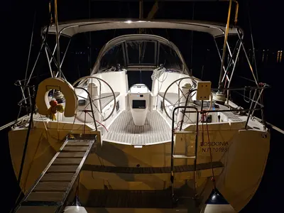 Cockpit of Comfort, a Jeanneau Sun Odyssey 42 i sailboat at Athens, Marina Delta Kallithea, Greece