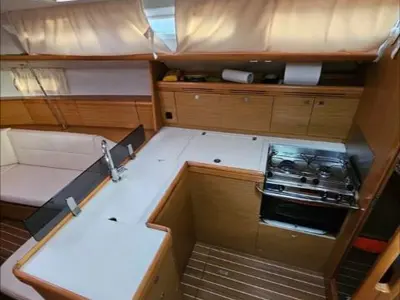 Galley of Comfort, a Jeanneau Sun Odyssey 42 i sailboat at Athens, Marina Delta Kallithea, Greece