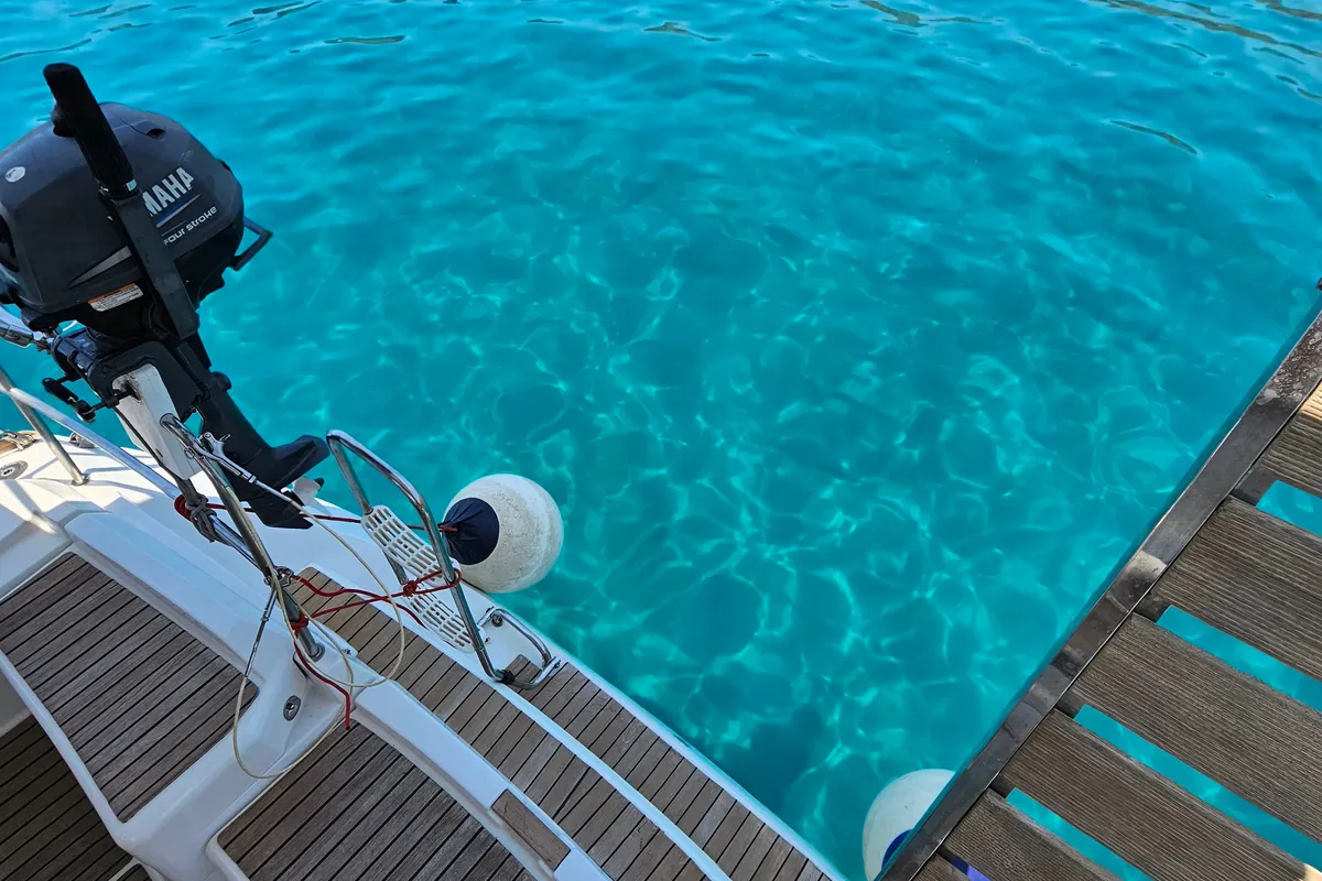 Deck of Comfort, a Jeanneau Sun Odyssey 42 i sailboat at Athens, Marina Delta Kallithea, Greece