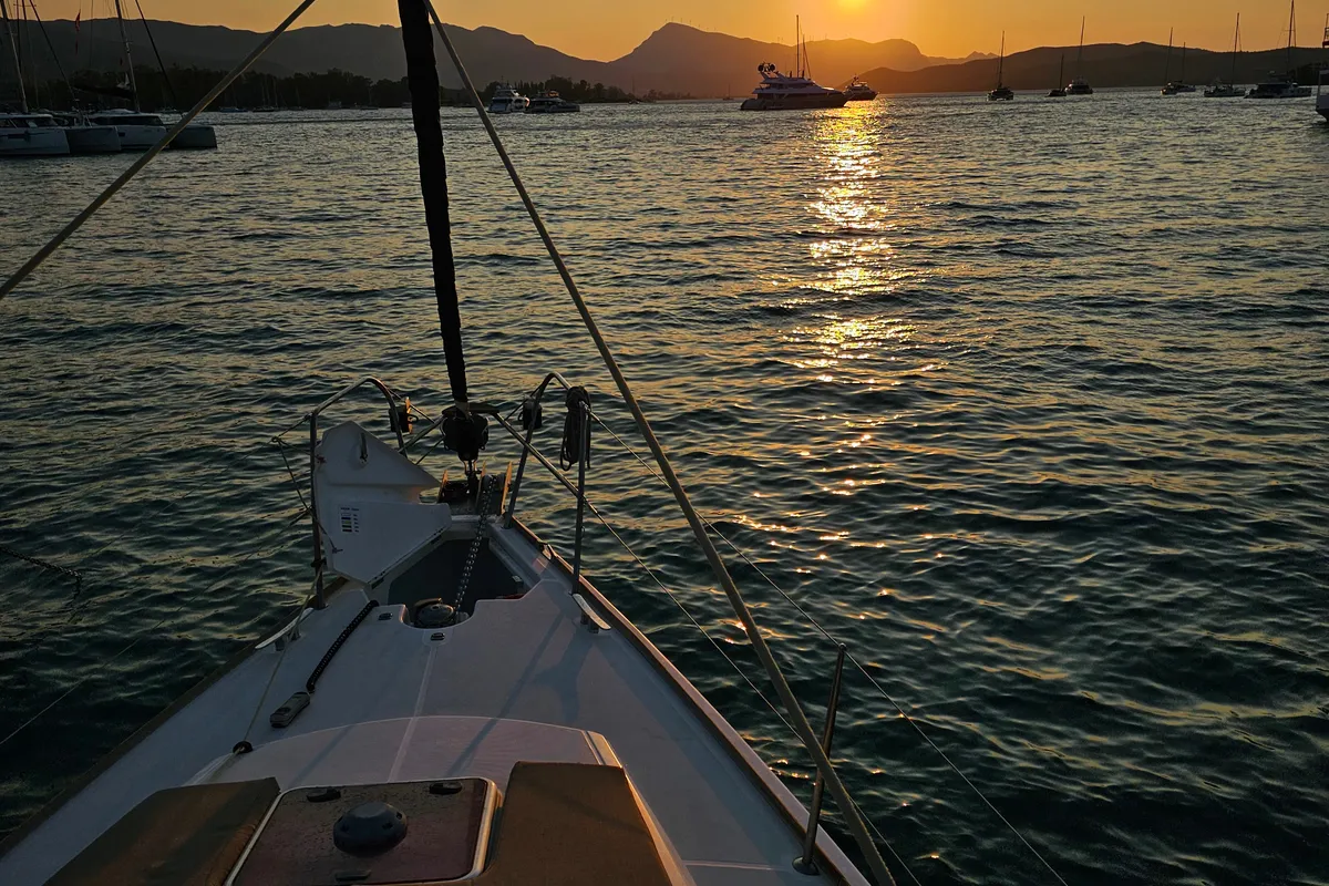 Deck of Comfort, a Jeanneau Sun Odyssey 42 i sailboat at Athens, Marina Delta Kallithea, Greece