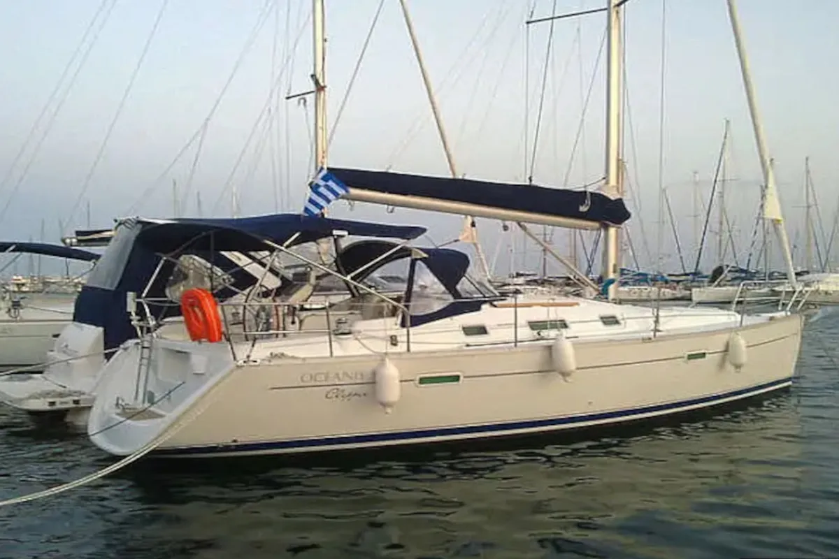 Exterior view of PANORAMA, a Beneteau Oceanis 343 sailboat at Skiathos, Greece