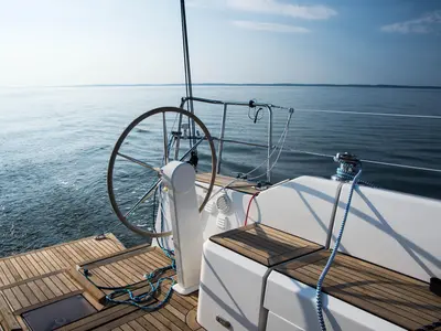 Cockpit of NN2, a Scandinavia 35 sailboat at Grad Biograd na Moru, Croatia