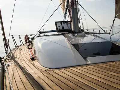Deck of NN2, a Scandinavia 35 sailboat at Grad Biograd na Moru, Croatia