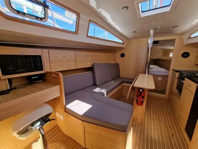 Salon of NN2, a Scandinavia 35 sailboat at Grad Biograd na Moru, Croatia