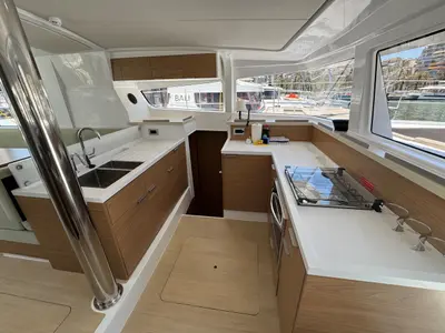 Galley of Maly, a Bali 4.2 catamaran at Seget Donji, Croatia