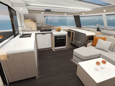 Galley of Ithaka, a Fountaine Pajot Tanna 47 Maestro catamaran at Road Town, British Virgin Islands