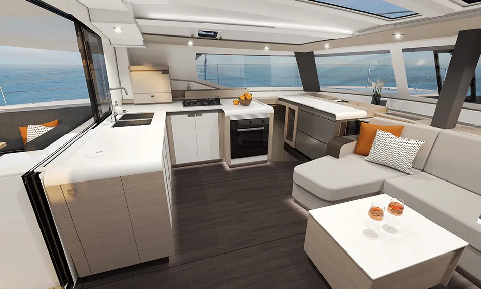 Galley of Ithaka, a Fountaine Pajot Tanna 47 Maestro catamaran at Road Town, British Virgin Islands