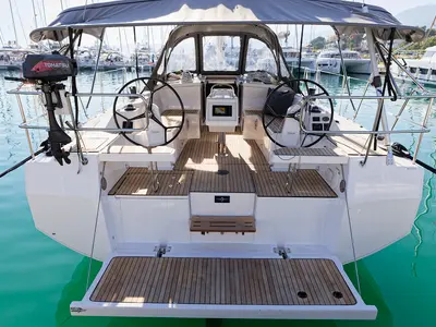 Deck of Skye, a Bavaria C38 sailboat at Grad Kaštela, Croatia