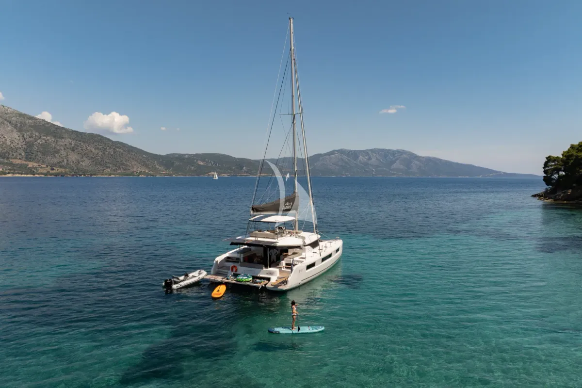 Aranel, a Lagoon 51 catamaran at Municipal Unit of Lefkada, Greece
