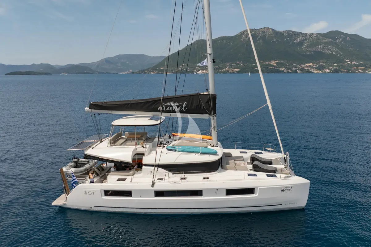 Aranel, a Lagoon 51 catamaran at Municipal Unit of Lefkada, Greece