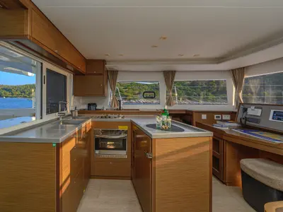 Galley of Blue Berry, a Lagoon 450 Fly catamaran at Trogir, Croatia