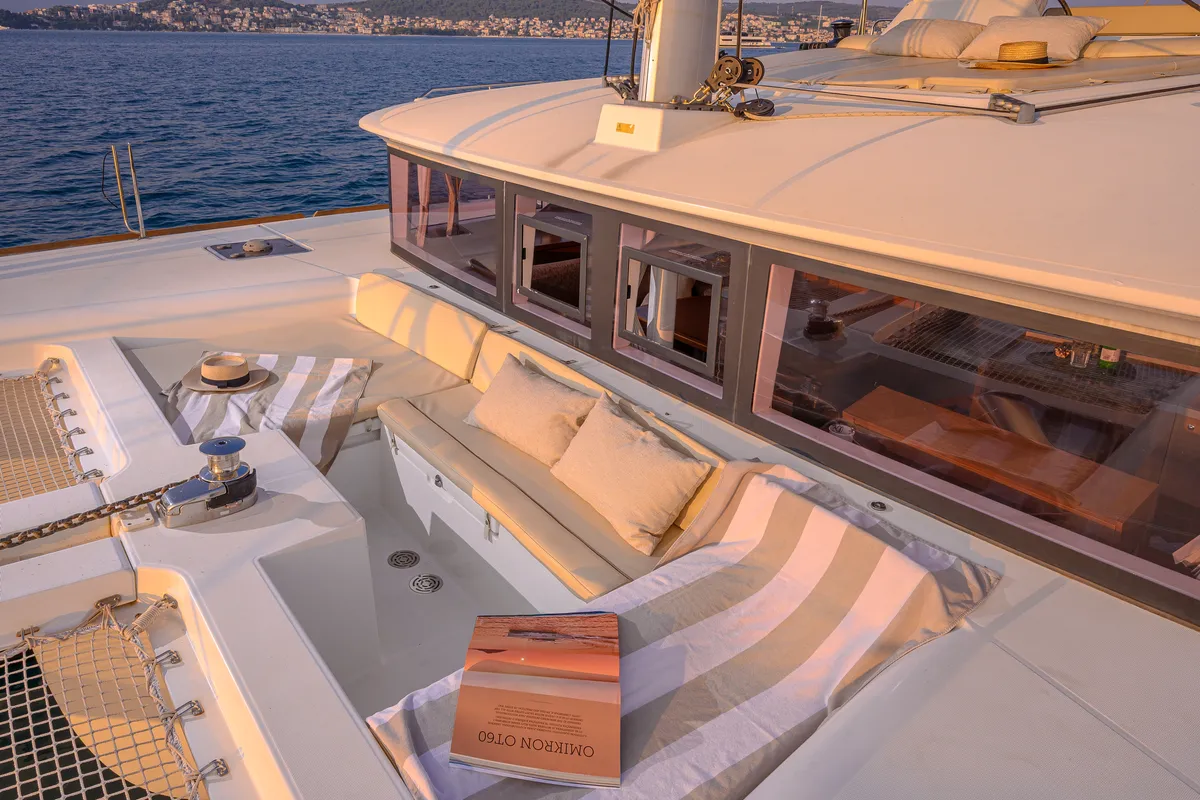 Deck of Blue Berry, a Lagoon 450 Fly catamaran at Trogir, Croatia
