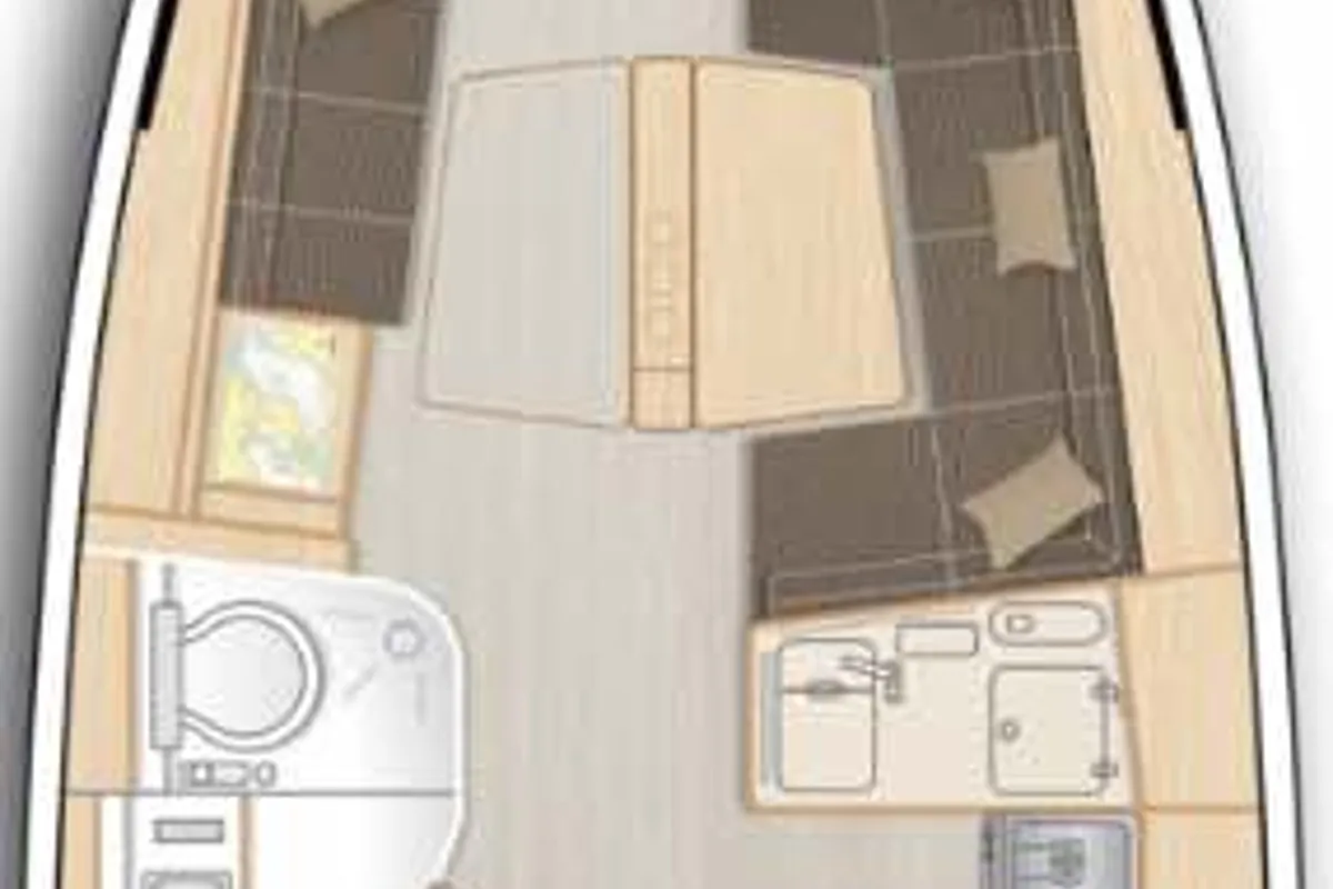 Floor plan of L'epaulard III, a Hanse 418 sailboat at Marseille, France