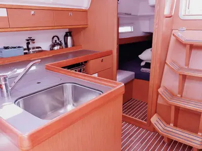 Galley of Catalina, a Bavaria Cruiser 37 sailboat at Figari/Golfo Aranci, Italy
