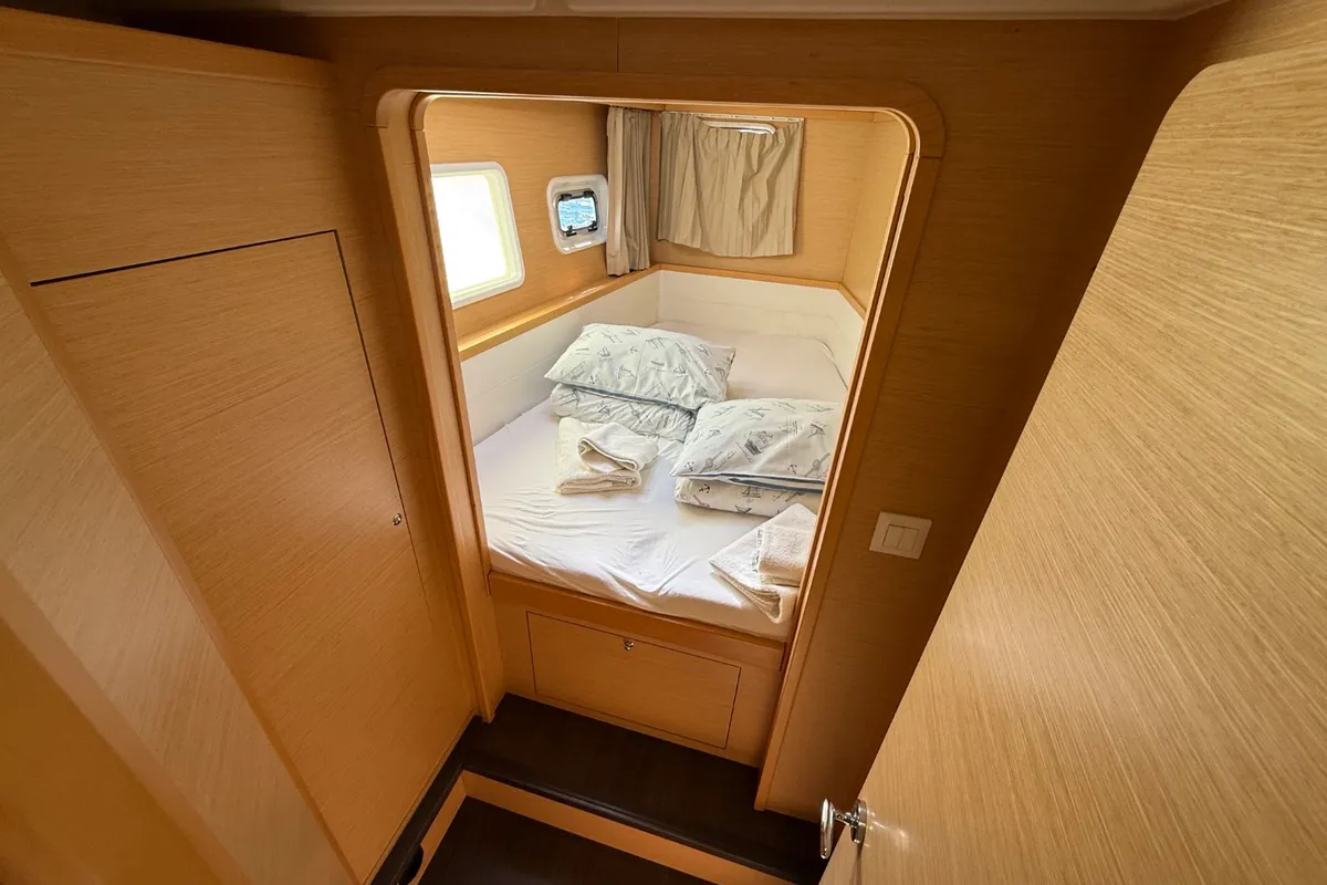 Cabin on Cava, a Lagoon 39 catamaran at Lavrion, Greece