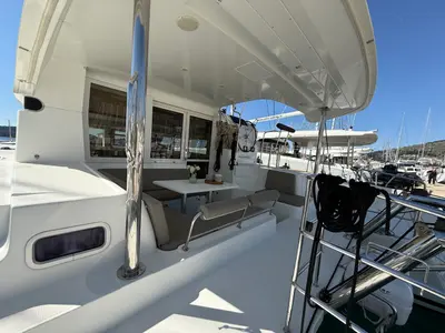 Deck of Cava, a Lagoon 39 catamaran at Lavrion, Greece