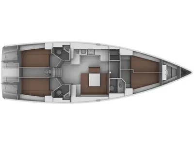 Floor plan of Tiresia, a Bavaria 45 Cruiser sailboat at San Vincenzo, Italy
