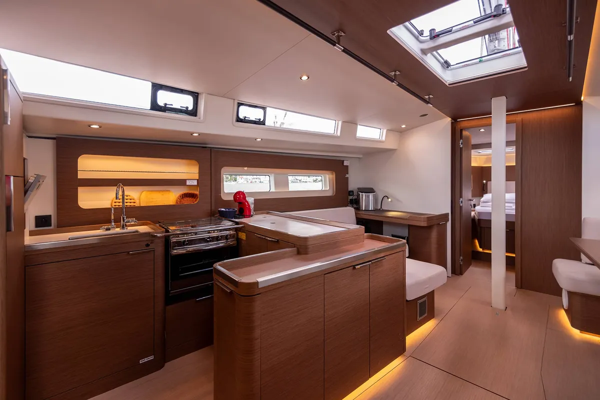 Salon of Spring Song, a Beneteau Oceanis 54 sailboat at Grad Kaštela, Croatia