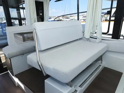 Salon of Lino, a Jeanneau Merry Fisher 1095 Fly Serie2 motorboat at Biograd na Moru, Croatia
