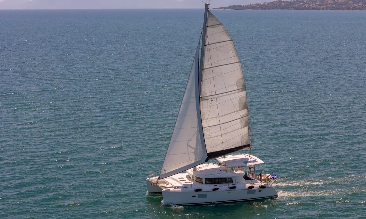 Amelia, a Lagoon 420 catamaran at Volos, Greece